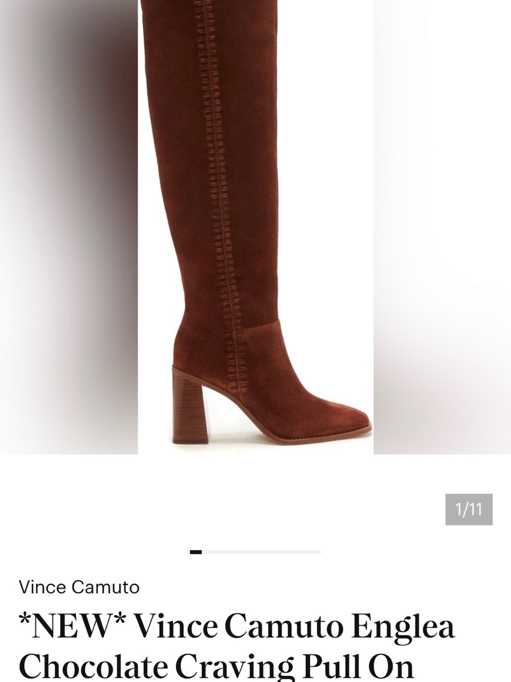 Vince Camuto Chestnut/Chocolate Suede Block-Heel Knee Boot - Picture 8 of 10